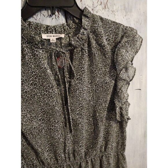 Steve Madden midi ruffled sleeve Large leopard print dress Feminine Boho Cottage - Picture 4 of 10